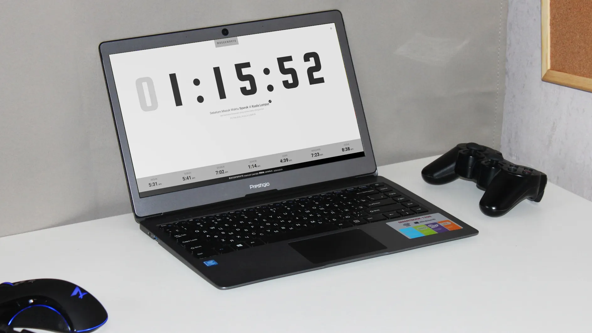 masukwaktu light theme on laptop