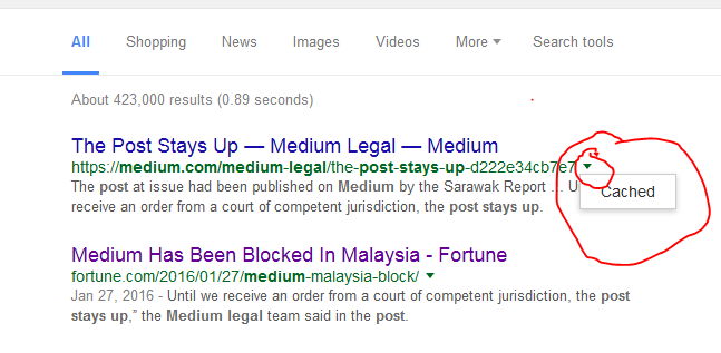 lepasi sekatan medium guna google cached image